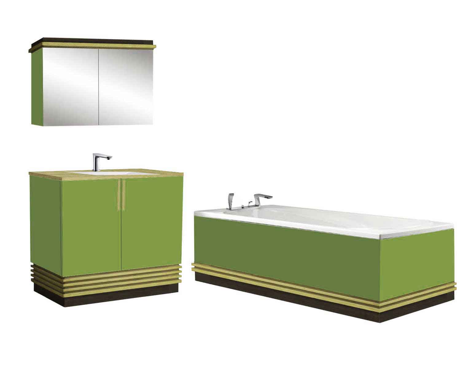 new Art Deco Streamlined style lacquered wood bathroom vanity unit