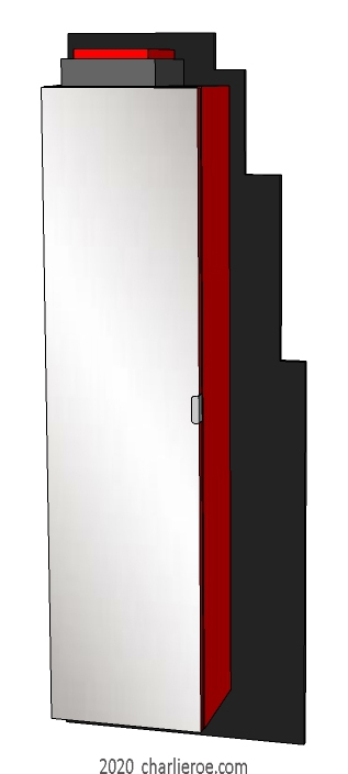 new Art Deco style painted lacquered wall hung 1 door bathroom storage cabinet cupboard with decorative door design in Miami Deco colours