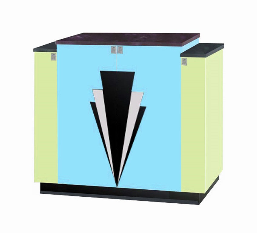 Taller version of New Art Deco Streamlined lacquered painted 2 door sideboard cabinet cupboard