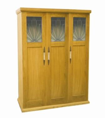 new Art Deco 3 door wardrobe with stained glass panels