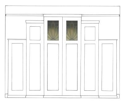 new Art Deco Skyscraper style stepped breakfront 6 door bedroom wardrobes painted & wood with stained glass panels furniture