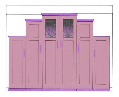 new Art Deco Skyscraper style stepped breakfront 6 door bedroom wardrobes painted & wood with stained glass panels furniture