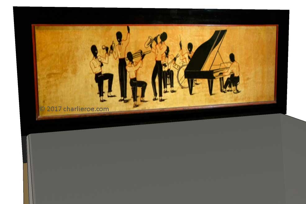 New Art Deco Maple & painted bedroom bed headboard with Jazz band silhouettes design