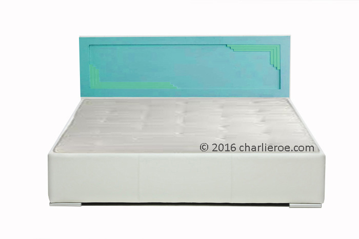 new Art Deco painted bedroom bed headboard with stepped mouldings