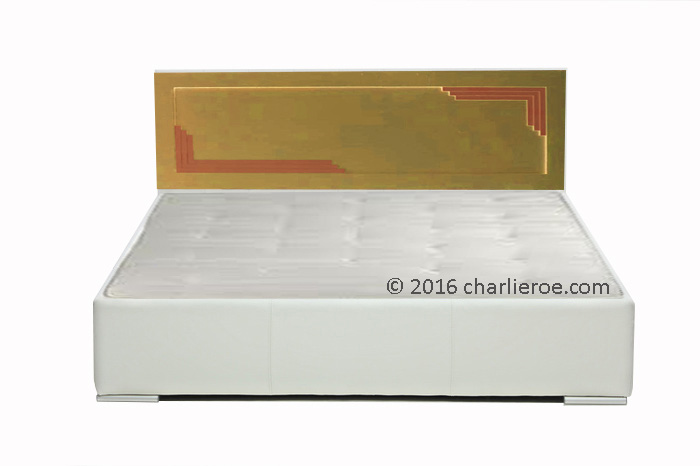 new Art Deco painted bedroom bed headboard with stepped mouldings