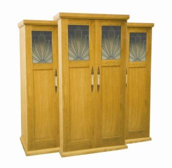 New Art Deco 4 door stepped breakfront wardrobe with stained glass panels