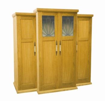 New Art Deco 4 door stepped breakfront wardrobe with stained glass panels