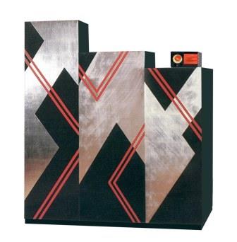 new Art Deco Donald Deskey Cubist painted & silver leafed 3 door bedroom wardrobe