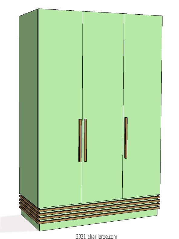 new Art Deco Streamlined 3 door wardrobe bedroom furniture