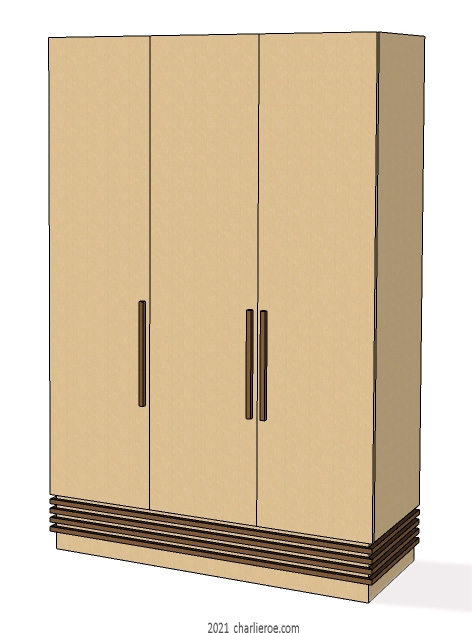 new Art Deco Streamlined 3 door wardrobe bedroom furniture