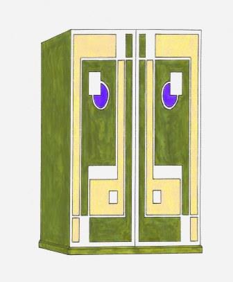 New Walter Dorwin Teague Art Deco painted Cubist Geometric bedroom wardrobes furniture