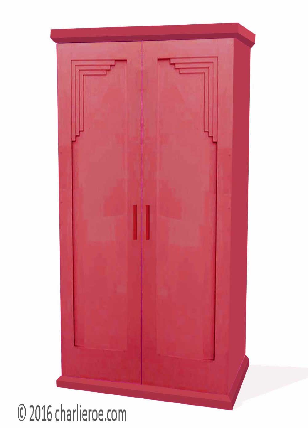 new Art Deco painted 2 door bedroom wardrobe with stepped corner mouldings