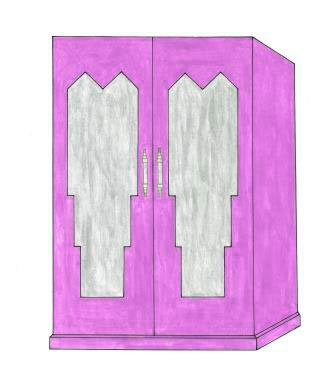 Art Deco bedroom built-in 2 door wardrobes with mirror panels furniture in lilac finish