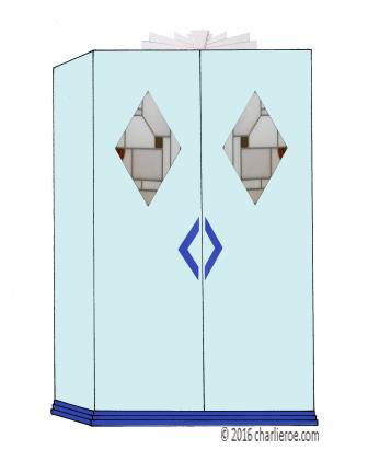 New Art Deco wardrobe with Cubist diamond shaped stained glass panels