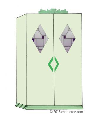New Art Deco wardrobe with Cubist diamond shaped stained glass panels