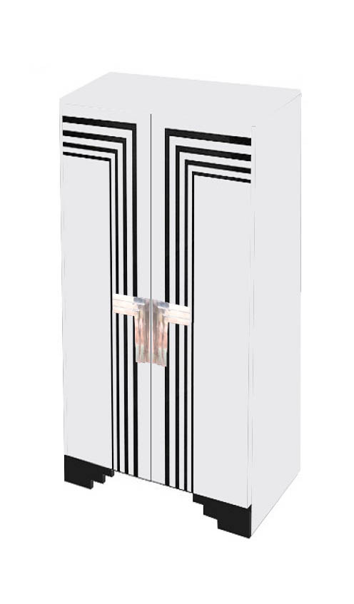 New Art Deco wardrobe with Streamline speed lines & pair of stepped door handles