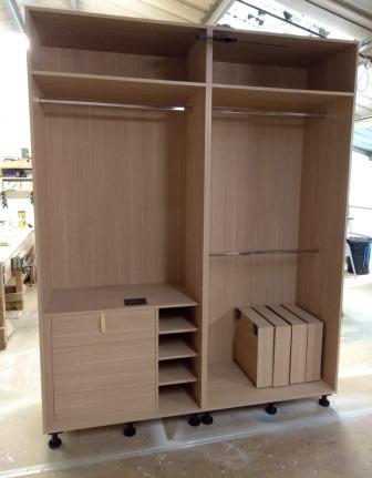 New double wardrobes with double hanging rails, shelves, chest of drawers