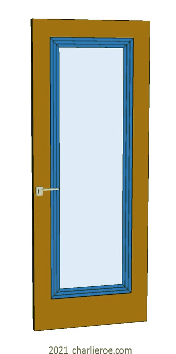 new bespoke Art Deco wood & painted interior door with stepped door mouldings