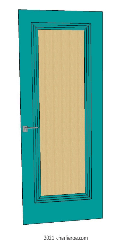 new bespoke Art Deco wood & painted interior door with stepped door mouldings
