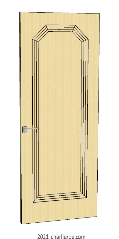 new bespoke Art Deco wood & painted interior door with stepped door mouldings