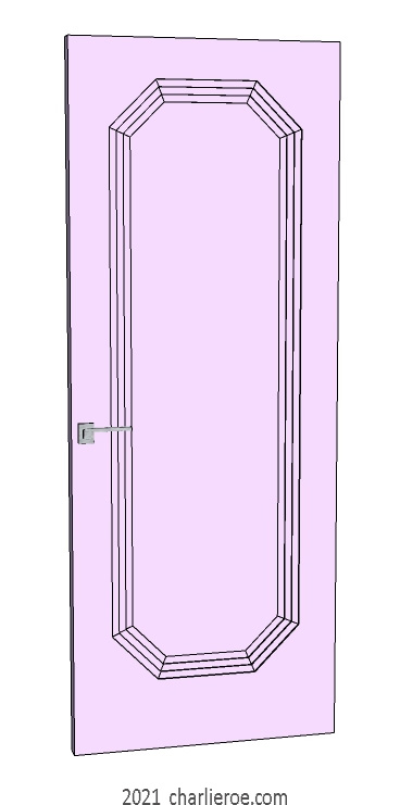 new bespoke Art Deco wood & painted interior door with stepped door mouldings
