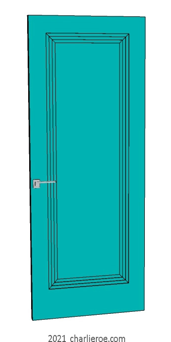 new bespoke Art Deco wood & painted interior door with stepped door mouldings