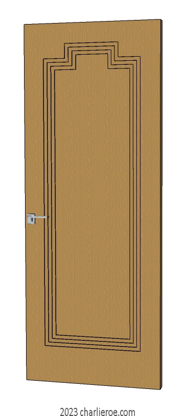 new bespoke Art Deco wood & painted interior door with stepped door mouldings