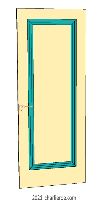 new bespoke Art Deco wood & painted interior door with stepped door mouldings