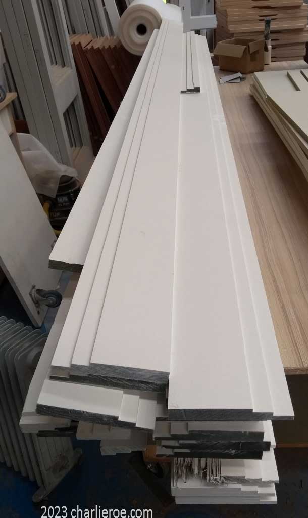 new matching bespoke Art Deco wood interior joinery baseboards skirting & door architrave