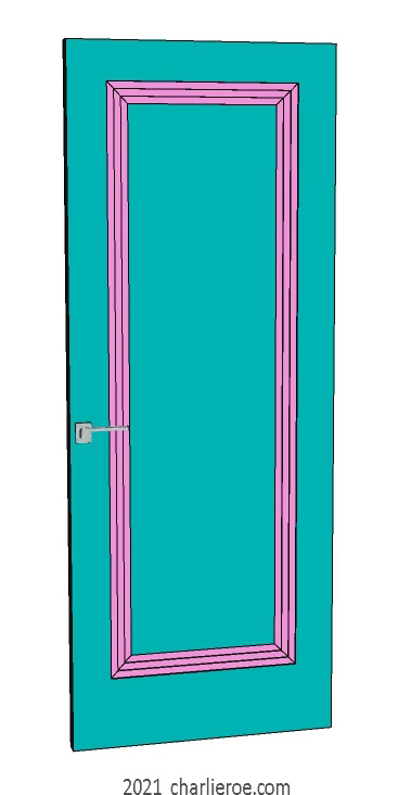 new bespoke Art Deco wood & painted interior door with stepped door mouldings
