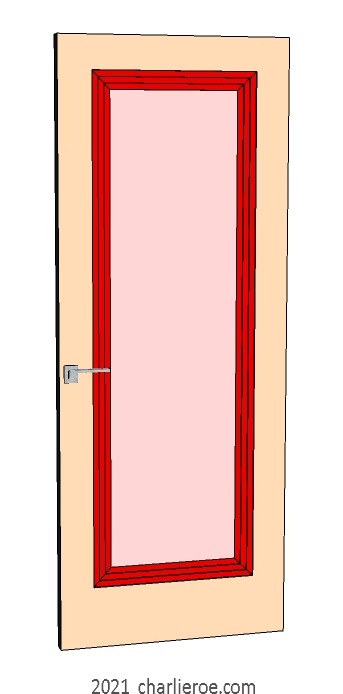 new bespoke Art Deco wood & painted interior door with stepped door mouldings