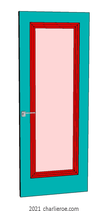 new bespoke Art Deco wood & painted interior door with stepped door mouldings