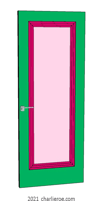 new bespoke Art Deco wood & painted interior door with stepped door mouldings