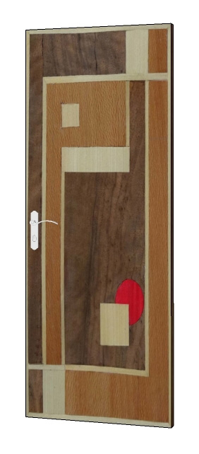 new bespoke Art Deco Moderne Cubist style marquetry veneered interior house door