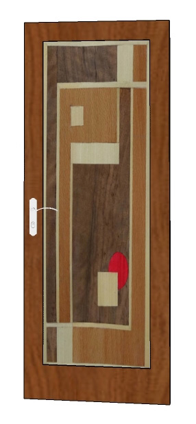 new bespoke Art Deco Moderne Cubist style marquetry veneered interior house door
