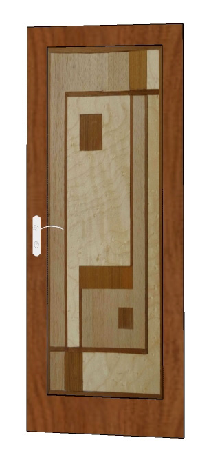 new bespoke Art Deco Moderne Cubist style marquetry veneered interior house door