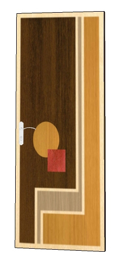 new bespoke Art Deco Moderne Cubist style marquetry veneered interior house door