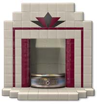 New Art Deco English style tiled fire surround