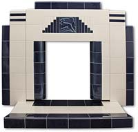 New Art Deco English style tiled fire surround