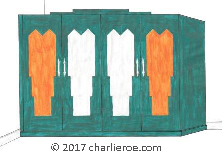 new Art Deco 'Skyscraper' style 4 door bookcase cupboard furniture