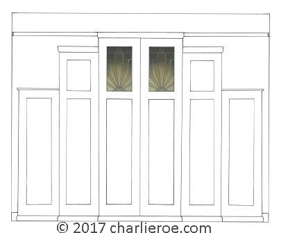 new Art Deco Skyscraper style stepped breakfront 6 door bedroom wardrobes painted & wood with stained glass panels furniture