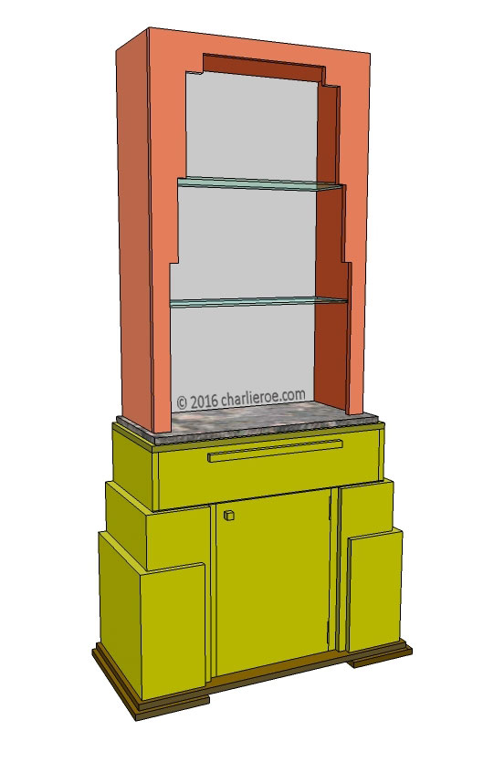 new Art Deco stepped Skyscraper style bookcase storage cabinet cupboard