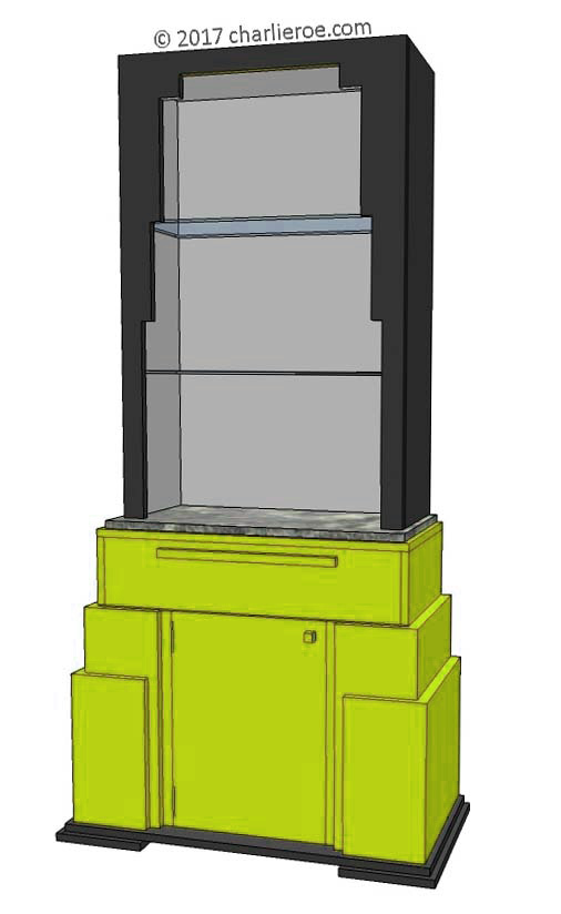 new Art Deco stepped Skyscraper style bookcase storage cabinet cupboard