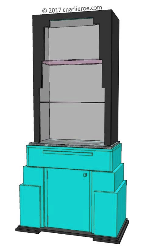 new Art Deco stepped Skyscraper style bookcase storage cabinet cupboard