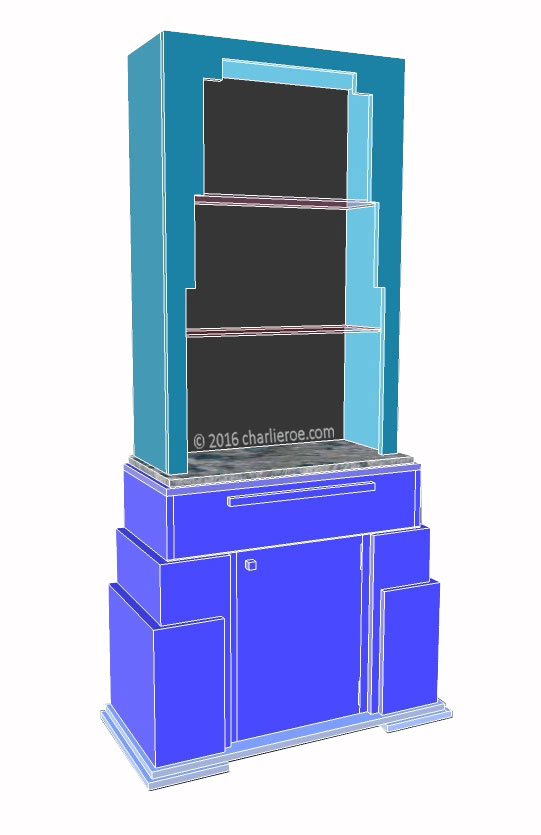 new Art Deco stepped Skyscraper style bookcase storage cabinet cupboard