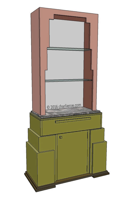 new Art Deco stepped Skyscraper style bookcase storage cabinet cupboard
