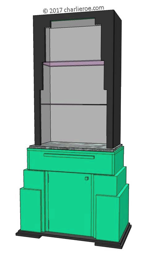 new Art Deco stepped Skyscraper style bookcase storage cabinet cupboard
