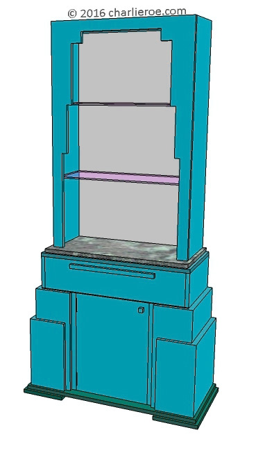 new Art Deco stepped Skyscraper style bookcase storage cabinet cupboard