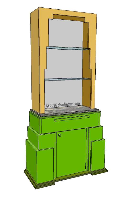 new Art Deco stepped Skyscraper style bookcase storage cabinet cupboard