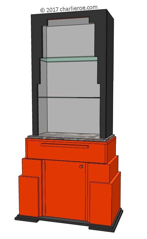 new Art Deco stepped Skyscraper style bookcase storage cabinet cupboard